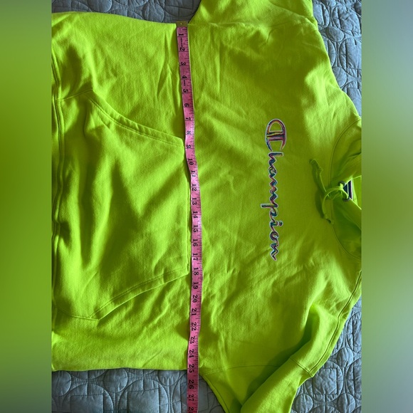 Champion Neon Green Pullover with Multicolor Logo Hoodie - Picture 11 of 16